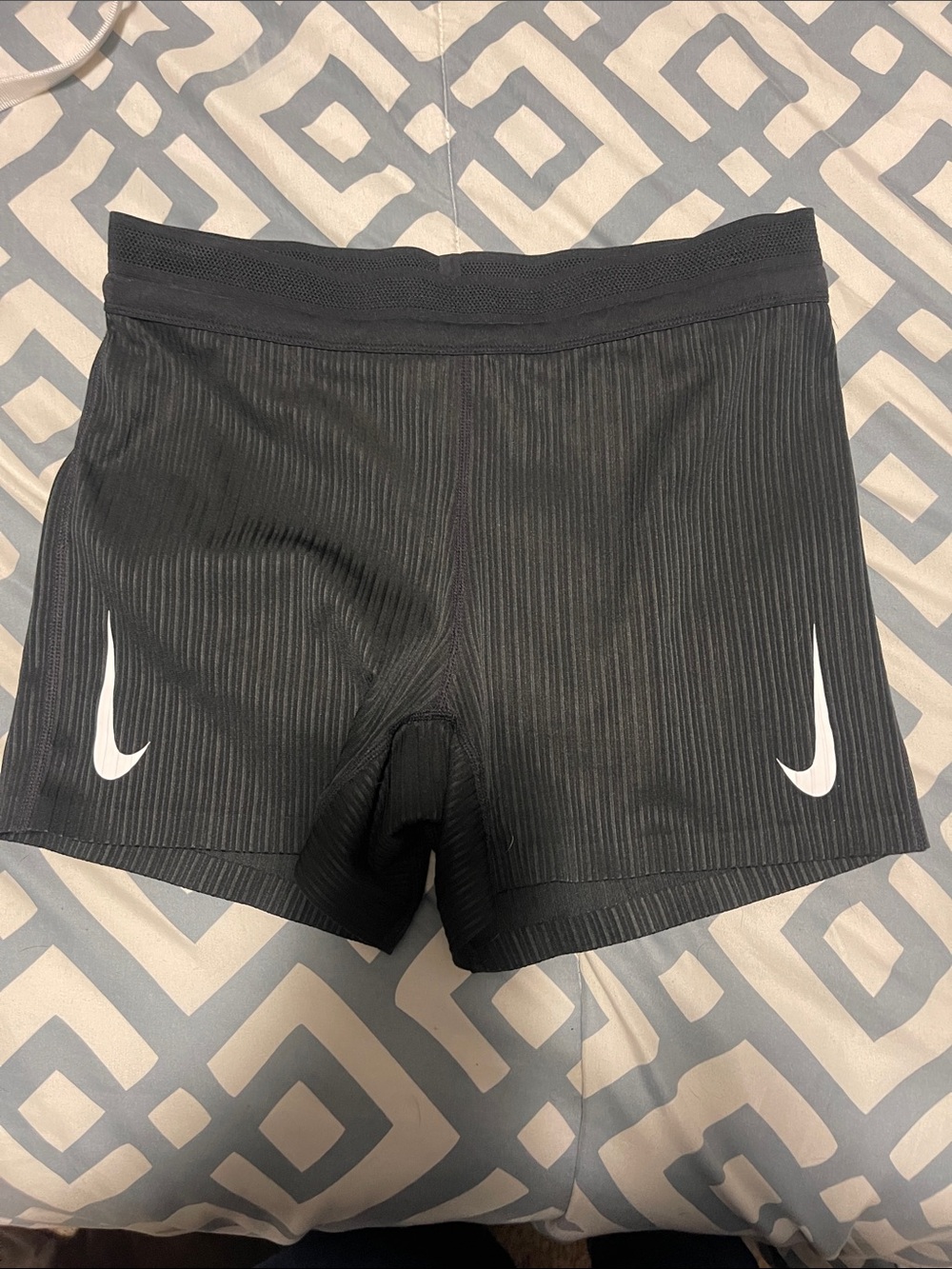Nike Black Dri-FIT Ribbed Training Shorts with White Swoosh